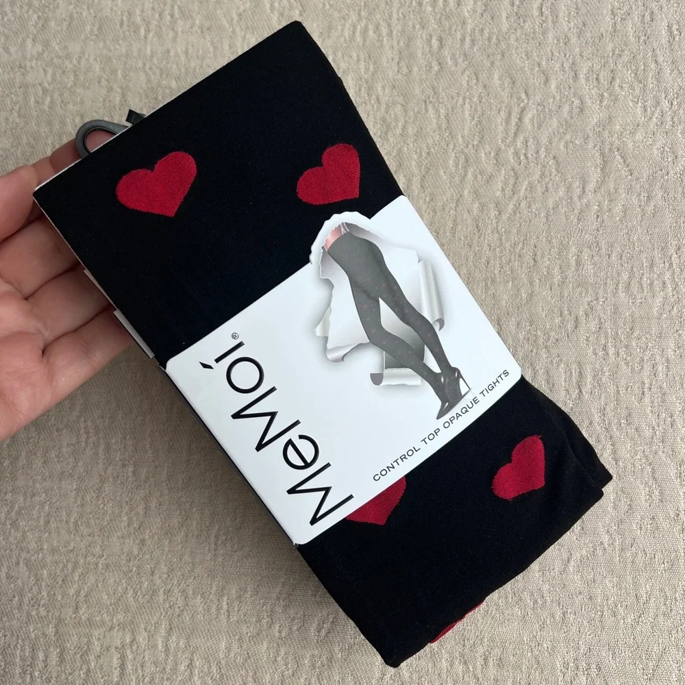 MEMOI 2 pair Control Top Opaque Tights size S/M black